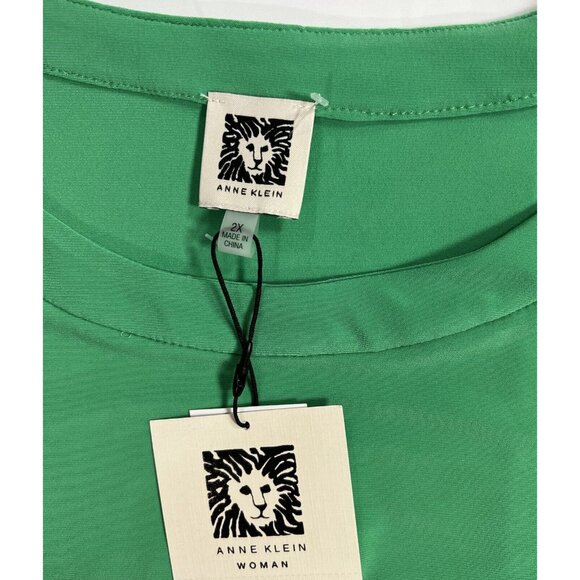 NWT Anne Klein Plus size 2X Top green stretch 3/4 Sleeves - Picture 3 of 9